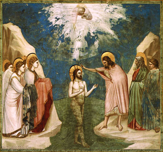 Крещение Христа. Цикл фресок история Христа капеллы дель Арена (Скровеньи), Падуя. Джотто / www.art-giotto.ru